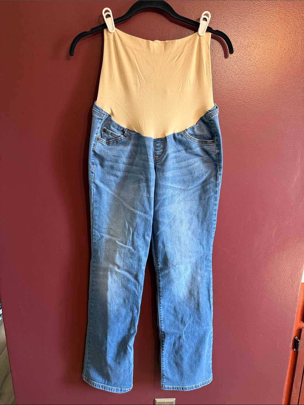 a:glow Beige Panel Light Blue Denim Boot-Cut Jeans